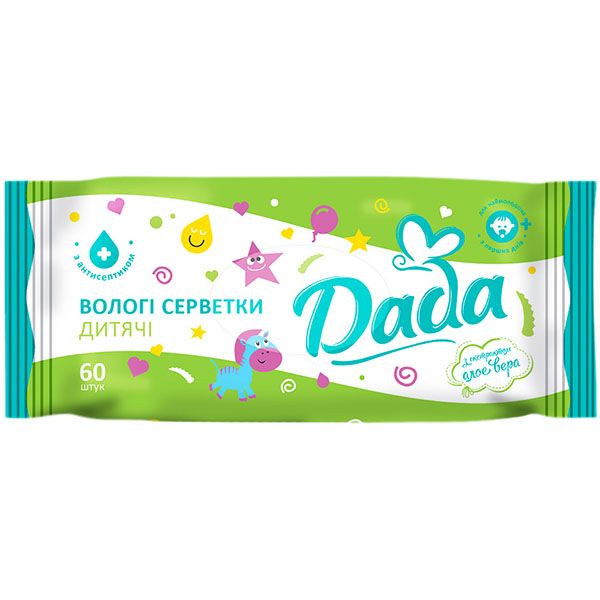 Детские влажные салфетки Dada с экстрактом алоэ вера 60 шт.