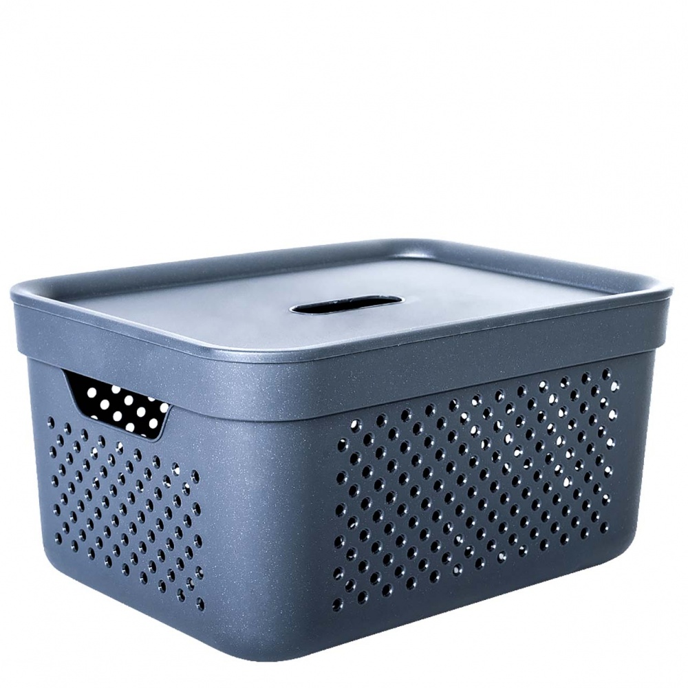Корзина для белья Алеана Simple с крышкой 15 л гранит