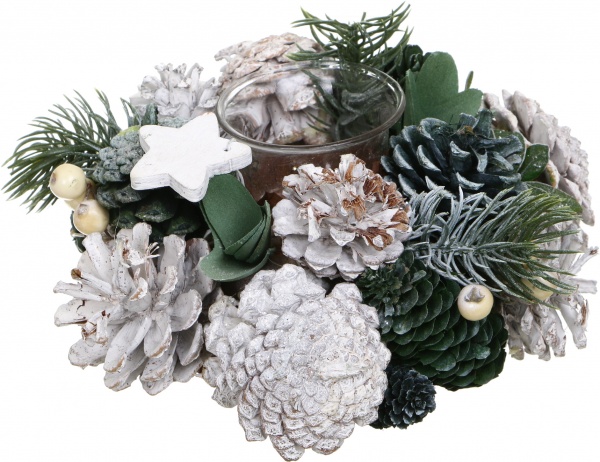 Декорація новорічна Підсвічник на 1 свічку з декором 18 см E581451D 