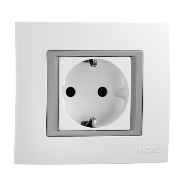 Розетка із заземленням Mono Monte без шторок без кришки білий 105-010107-117