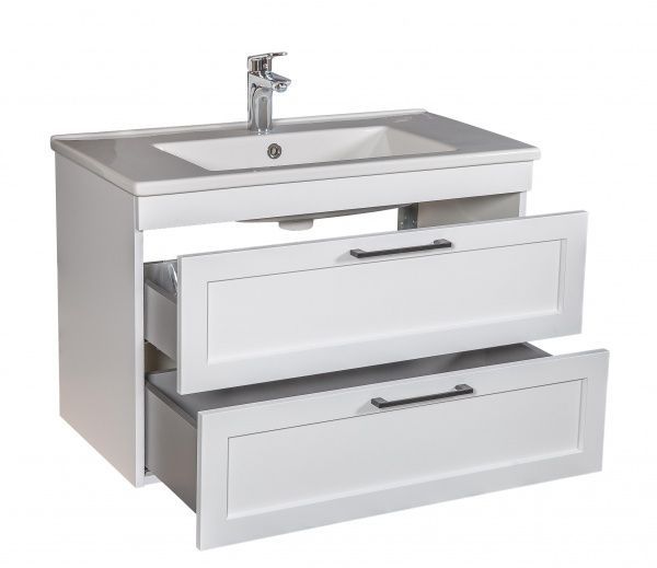 Тумба подвесная ScandiSPA Inari белый мат с умывальником Arte 85 см