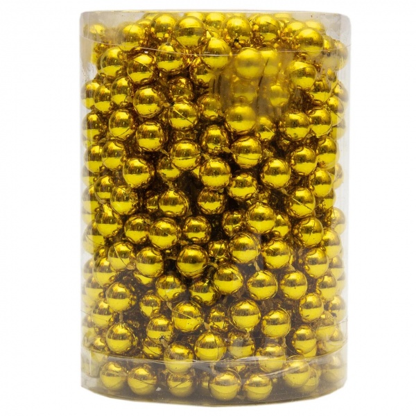 Бусы для елки золотые, 10 мм х 8 м, 250027