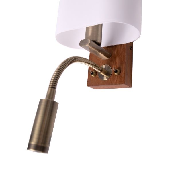 Бра Altalusse с LED-подсветкой (3W) 2x40 Вт E14 античная бронза/орех INL-3095W-02 Antique brass & W 