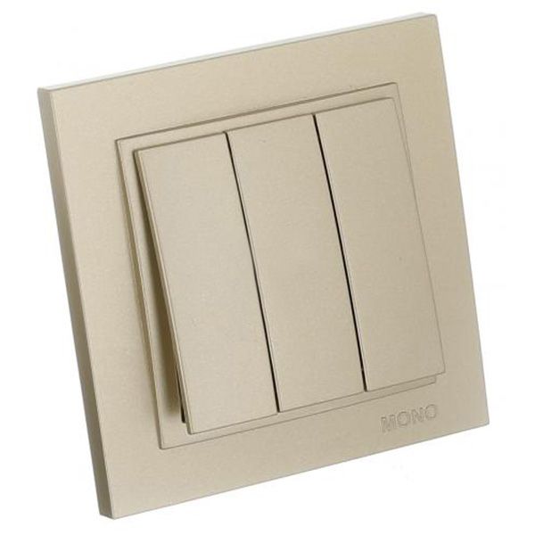 Вимикач триклавішний Mono Despina без підсвітки 10 А 250В титан 102-222222-114