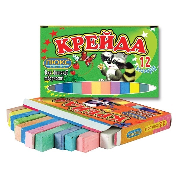 Крейда квадратна Люкс 12 кольорів Аркуш