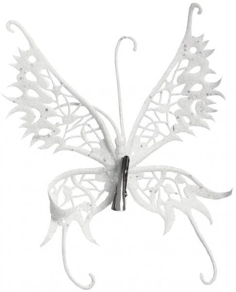 Декорация новогодняя Бабочка экзотик 17х21 см белая