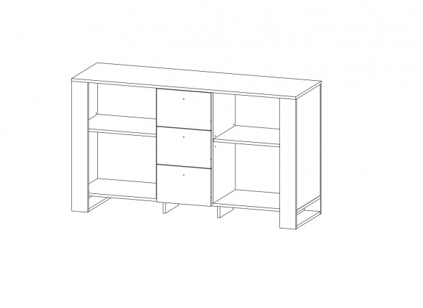 Комод SOKME 2Д/3Ш Олд Вуд дуб крафт золотий/чорний 