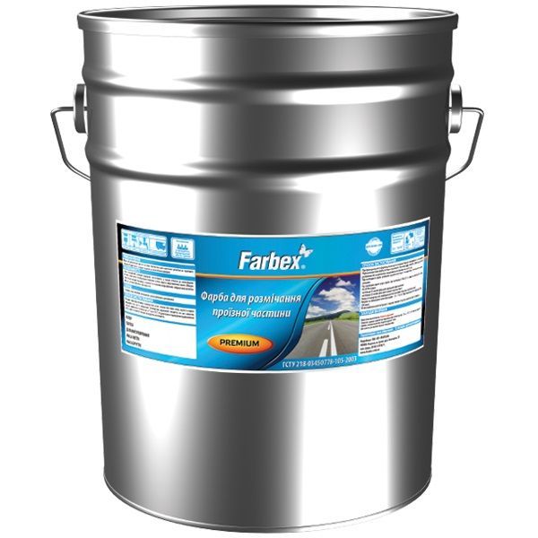 Фарба Farbex для горизонтальної розмітки автомобільних доріг білий мат 30л 30кг