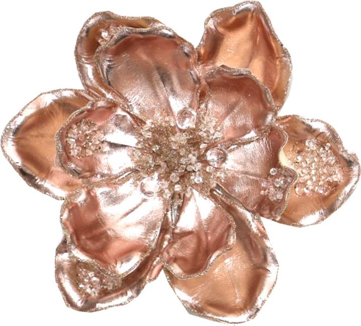 Цветок декоративный магнолия металлизированная 20 см 2 цвета в ассортименте розовый / серебряный