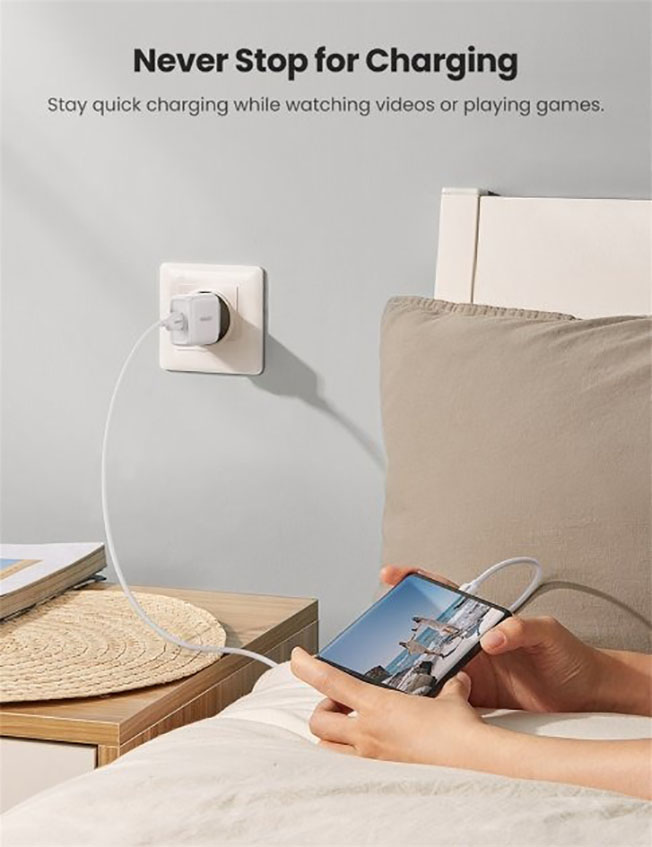 Сетевое зарядное устройство UGREEN CD122 18W QC3.0 USB Fast Charger 3A White (10133)