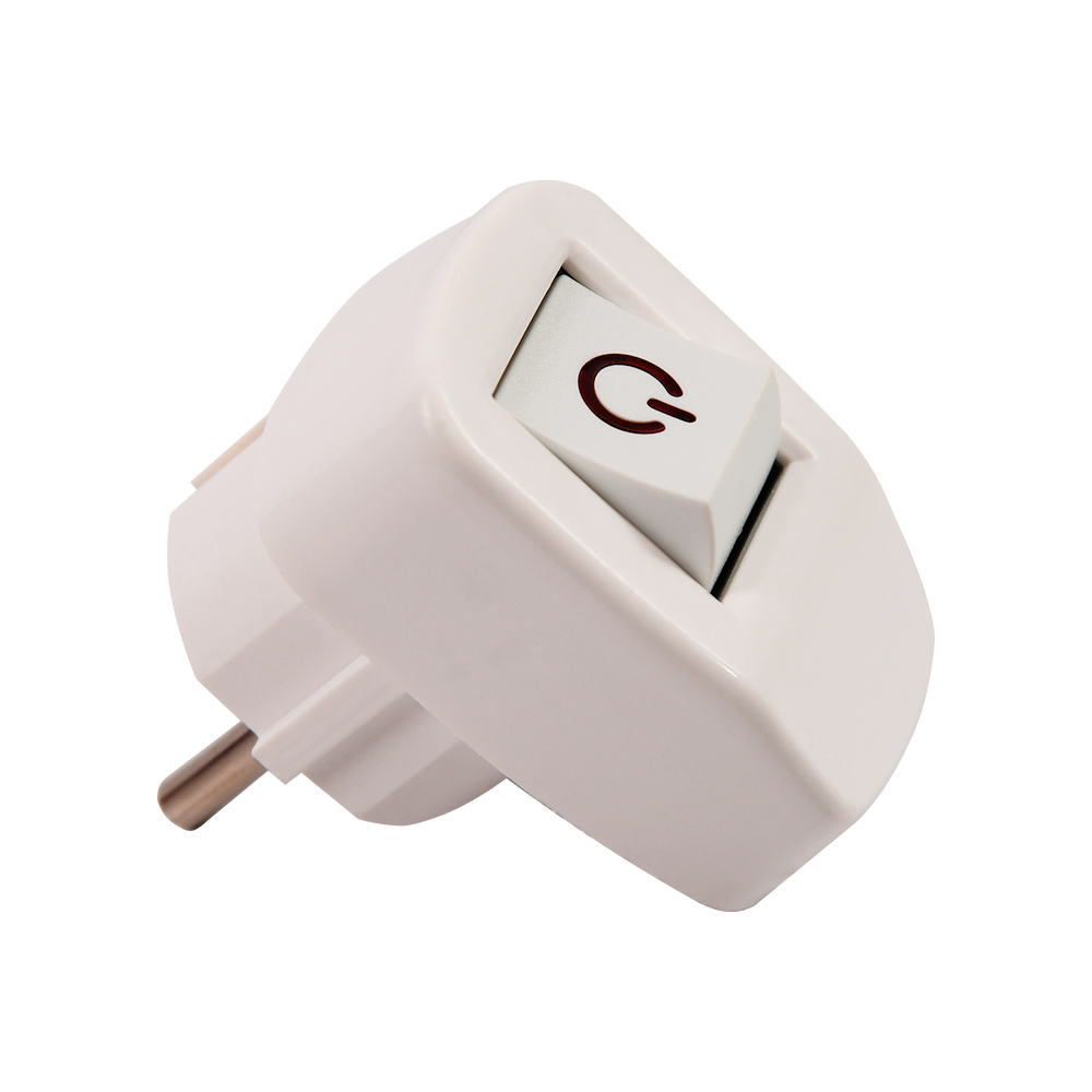 Электровилка угловая ERKA с заземлением 220В 16А IP20 ABS-пластик белый