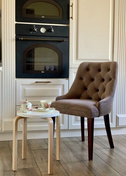 Табурет деревянный бук коричневый / белый 