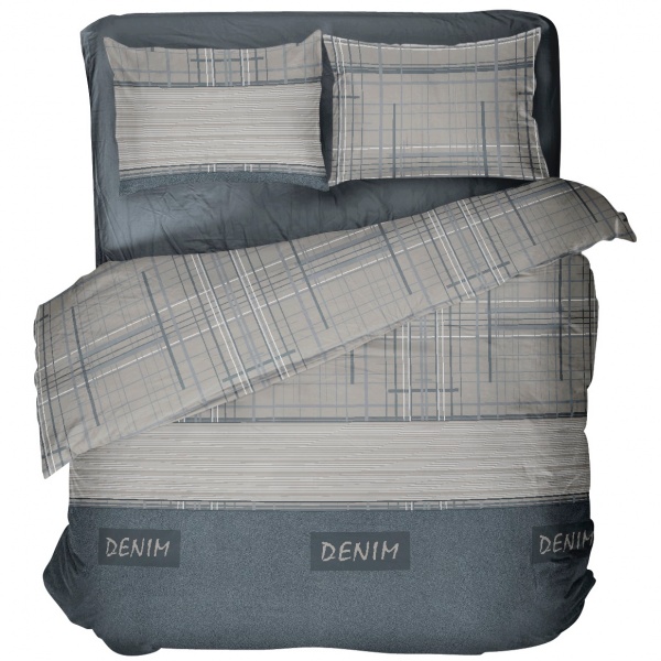 Комплект постельного белья семейный Denim серо-синий UP! (Underprice) 