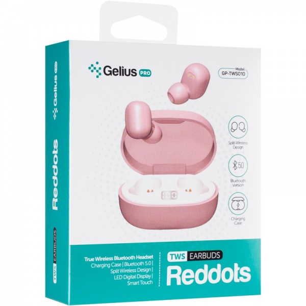 Наушники Gelius Pro Reddots TWS Earbuds pink (GP-TWS010) 