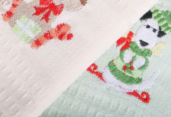 Набір рушників вафельних New Year Dogs 2 шт. 40x60 см Karna бежевий 