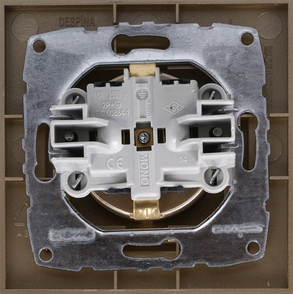 Розетка с заземлением Mono Despina без шторок без крышки титан 102-222221-117