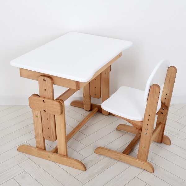 Комплект парта и стул-трансформеры ArinWOOD Совенок бук/белый 04-031WHITE 