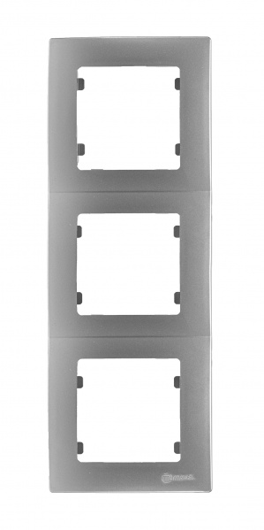 Рамка тримісна Makel Lillium Natural Kare вертикальна срібло 32065708