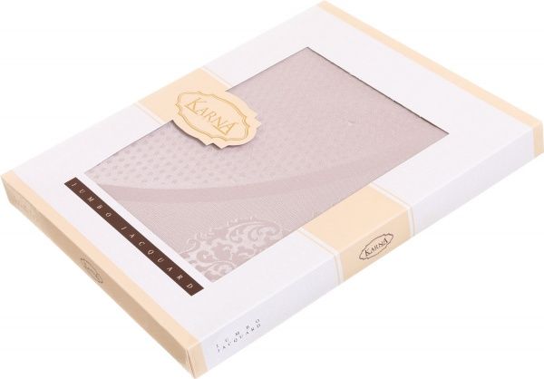 Скатертина жакард пано овальна 160x220 см бежевий Karna 