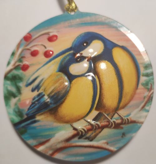 Елочная игрушка шар Синички 9 см 