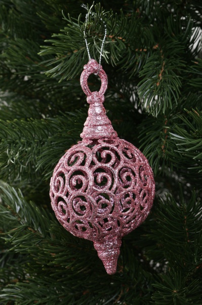 Шар новогодний HFK722P d 80 мм розовый