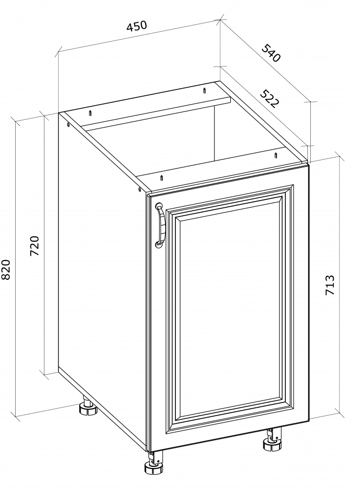 Тумба нижня Н 45/82/54 МДФ МС Глорія біла емаль/дуб артізан Грейд
