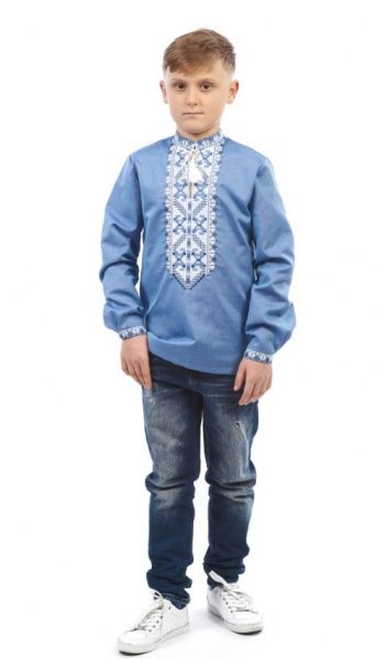 Вышиванка Эдельвика р.152 голубой 965-18/00 