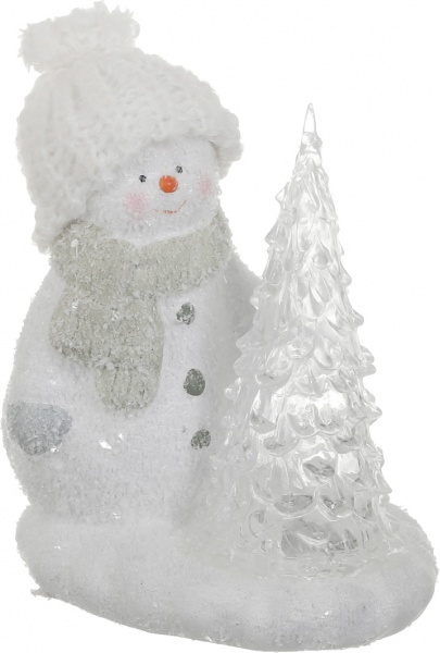 Фигурка декоративная светодиодная (LED) Снеговик с елкой 920241 14 см 