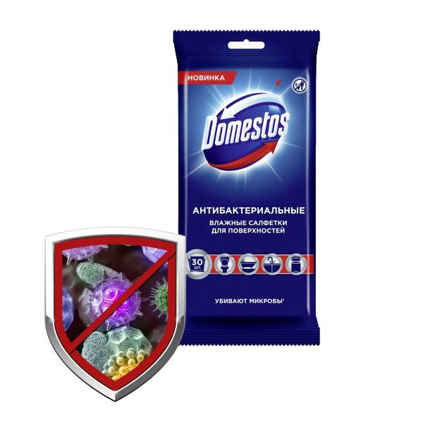 Антибактериальные влажные салфетки Domestos 30 шт.
