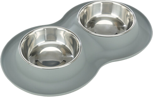 Миска Trixie для собак подвійна сіра метал/силікон 2x0,4 л 16 см (24983)