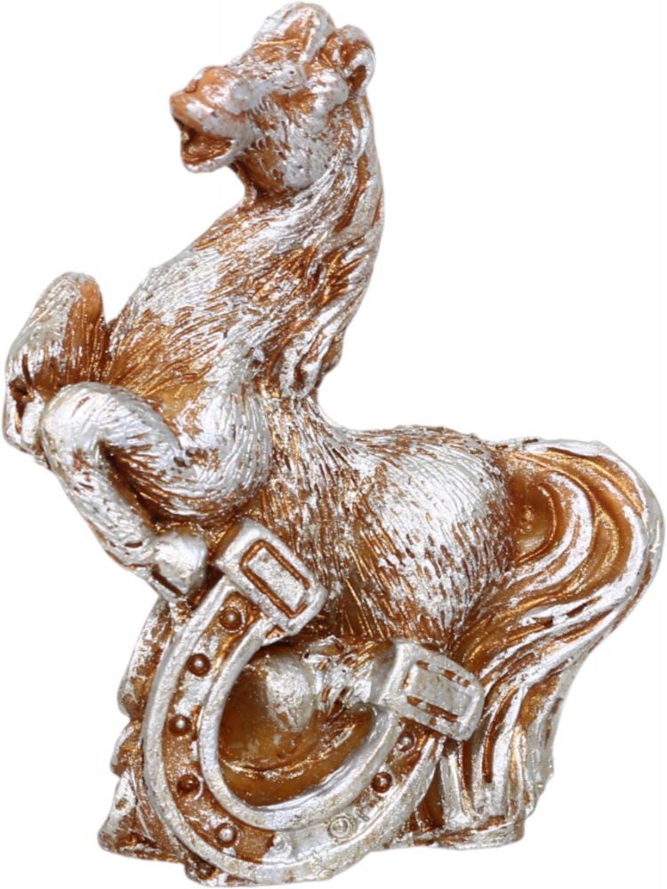 Сувенир новогодний кузнечик с подковой полигума золотой 5 см