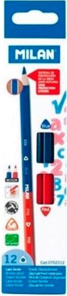 Олівець двоколірний трикутний синьо-червоний блістер 1 шт. Milan