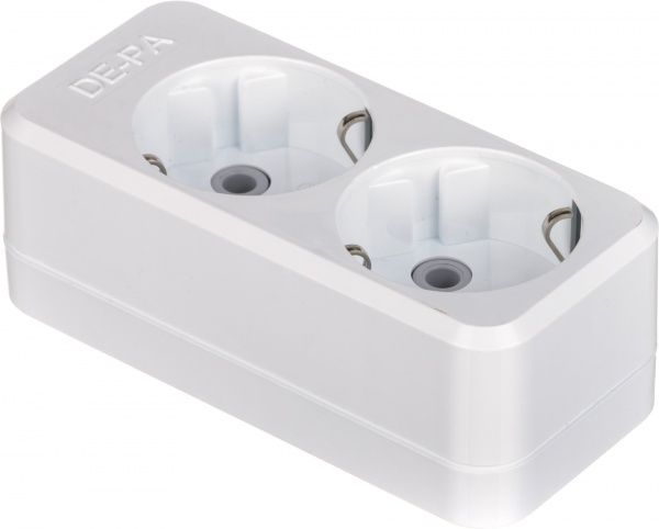 Колодка + вилка De-Pa із заземленням 2 гн. білий 