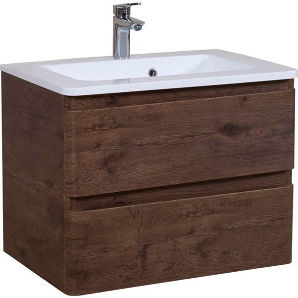Тумба подвесная Aqua Rodos Акцент каштан с умывальником Альфа 70 см