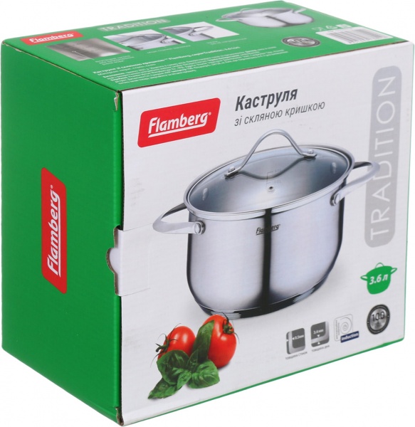 Каструля Tradition 3,6 л зі скляною кришкою Flamberg