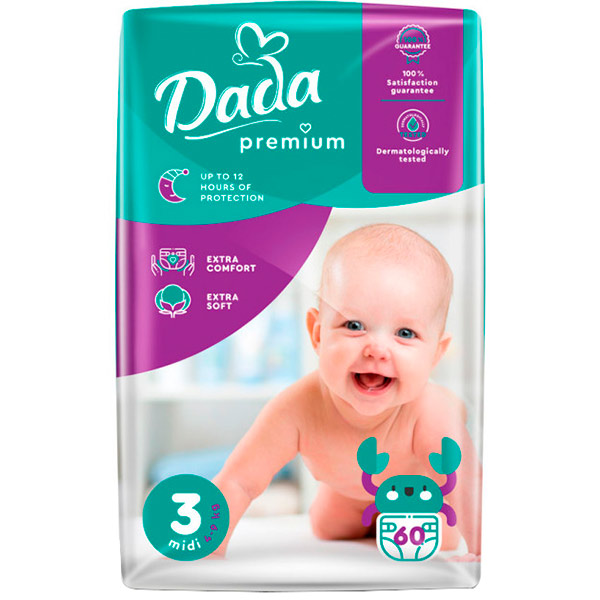 Подгузники Dada Premium 4-9 кг 60 шт