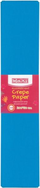 Бумага гофрированная флуоресцентная 20% 50х200 см голубая Maxi