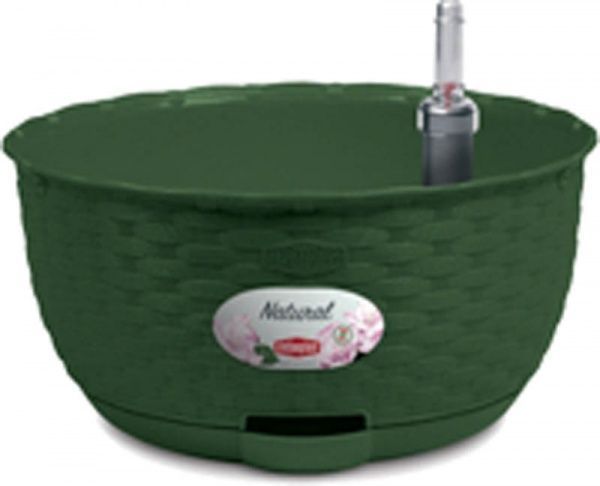 Вазон пластиковий Stefanplast Natural круглий 5,9л темно-зелений (75613) 