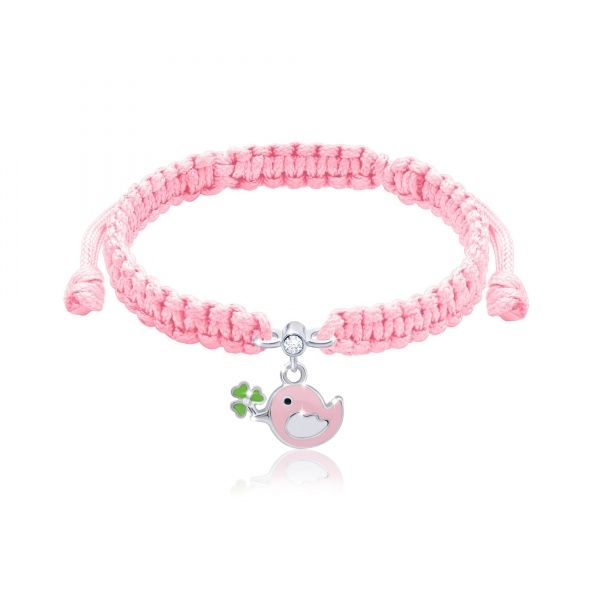 Браслет плетеный UMa&UMi Птичка розовая