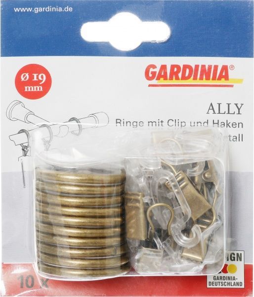 Кільце з прищіпкою та гачком Gardinia Ally набірний d19 мм антична латунь 