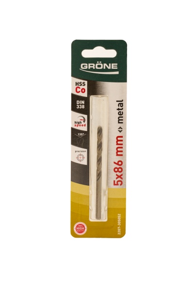 Сверло по металлу Grone 5x86 мм HSS-Co 2207-305052