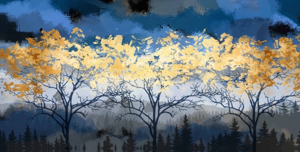 Репродукція Дерева в золоті 50x100 см Арт Фемелі 