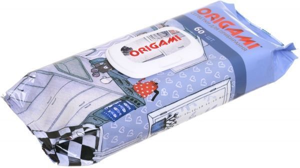 Вологі серветки Origami для прибирання з клапаном в асортименті 60 шт./уп.