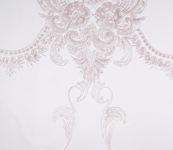 Ткань тюлевая Scarlett Kampala 717622/2005 вышивка на сетке 285 см пудра 