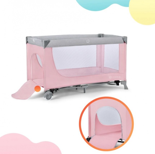 Манеж-кровать Kinderkraft Leody Pink с пеленатором KCLEOD00PNK00AC