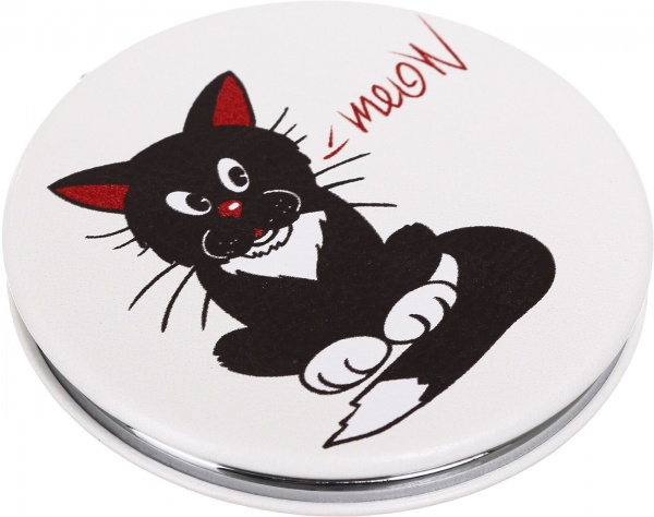 Зеркало карманное косметическое Лідер Канц Котик круглое 12 вариантов в ассортименте 