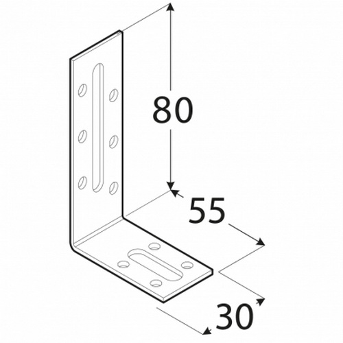 Кутник монтажний Domax L-подібний 80x55x30 мм 2 мм KRD3