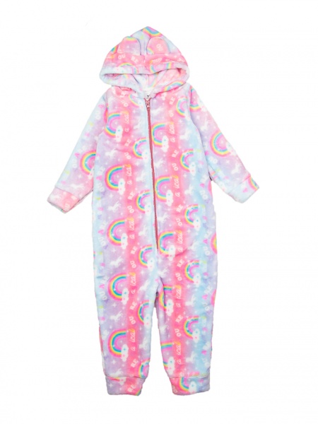 Кигуруми-пижама для девочек Маленькие люди Радуга (вельсофт) р.98–104 розовый 