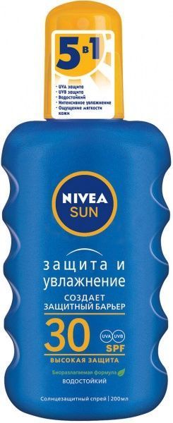 Спрей солнцезащитный Nivea Защита и увлажнение SPF 30 200 мл