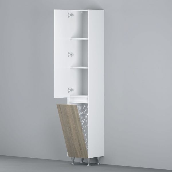 Шафа для ванної кімнати AM.PM M91CSL0356WF38 GEM S 35 см напольна ліва, білий глянець/дерево